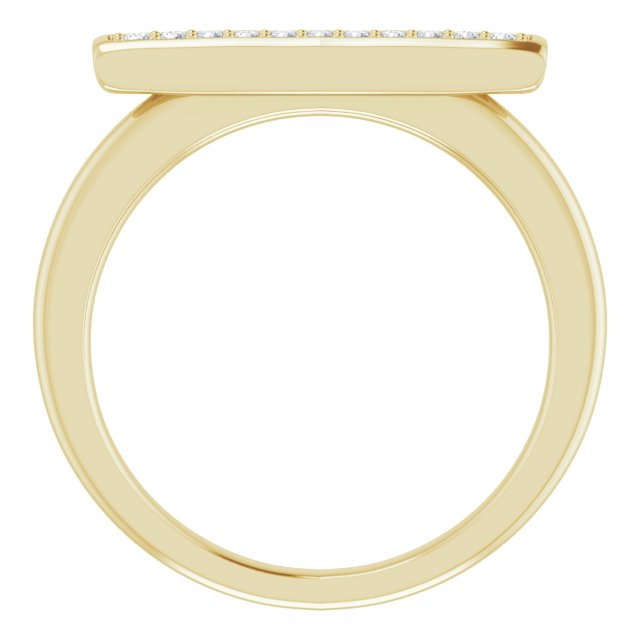 14K Gold Round Natural Diamond Bar Ring II - Yellow Gold - view 2
