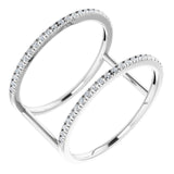 14K Gold Round Natural Diamond Negative Space Ring – 0.95mm Stones - White Gold