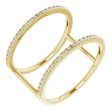 14K Gold Round Natural Diamond Negative Space Ring – 0.95mm Stones - Yellow Gold