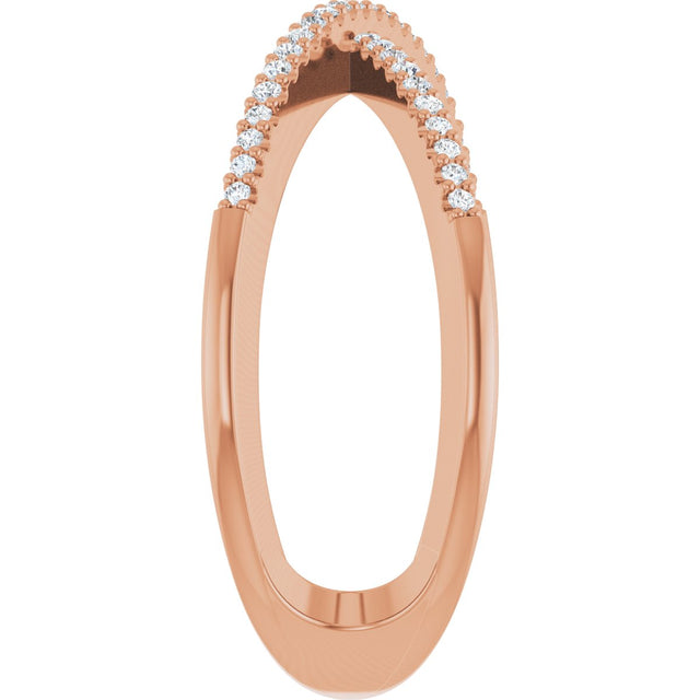 14K Gold Round Natural Diamond Accented Criss-Cross Ring – 0.95mm Stones - Rose Gold - view 4