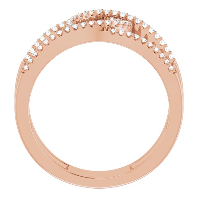 14K Gold Round Natural Diamond Interlocking Loop Ring - Rose Gold - view 2