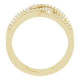 14K Gold Round Natural Diamond Interlocking Loop Ring - Yellow Gold - view 2