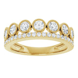 14K Gold Round Lab-Grown Diamond Granulated Ring - Yellow Gold - view 3