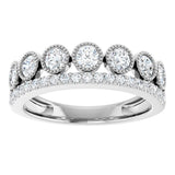 14K Gold Round Lab-Grown Diamond Granulated Ring - White Gold - view 3