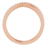 14K Gold Round Natural Diamond Criss-Cross Ring VII - Rose Gold - view 2
