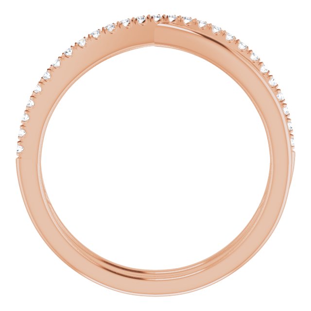 14K Gold Round Natural Diamond Criss-Cross Ring VII - Rose Gold - view 2