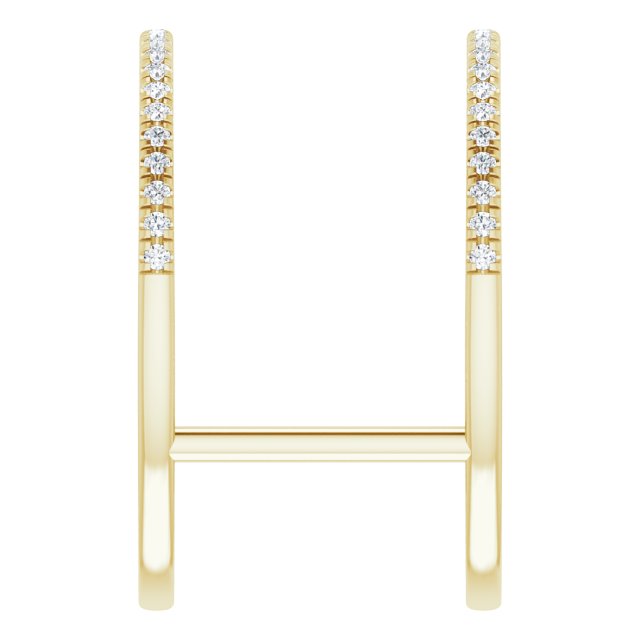 14K Gold Round Natural Diamond Negative Space Ring – 0.95mm Stones - Yellow Gold - view 4