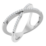 Platinum Round Natural Diamond Accented Criss-Cross Ring – 0.95mm Stones