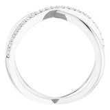 14K Gold Round Natural Diamond Criss-Cross Ring XIV - White Gold - view 2