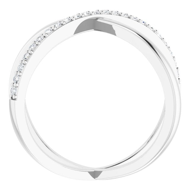 14K Gold Round Natural Diamond Criss-Cross Ring XIV - White Gold - view 2
