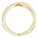 14K Gold Round Natural Diamond Criss-Cross Ring XIV - Yellow Gold - view 2