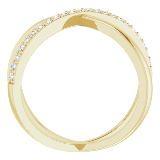 14K Gold Round Natural Diamond Criss-Cross Ring XIV - Yellow Gold - view 2