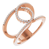 14K Gold Round Natural Diamond Interlocking Loop Ring - Rose Gold