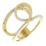14K Gold Round Natural Diamond Interlocking Loop Ring - Yellow Gold