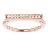 14K Gold Round Natural Diamond Bar Ring II - Rose Gold - view 3