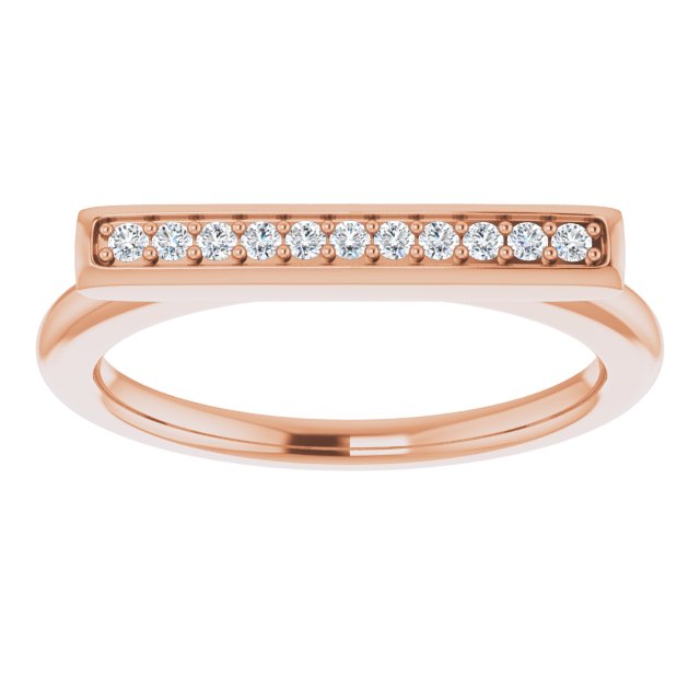14K Gold Round Natural Diamond Bar Ring II - Rose Gold - view 3
