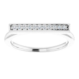 14K Gold Round Natural Diamond Bar Ring II - White Gold - view 3