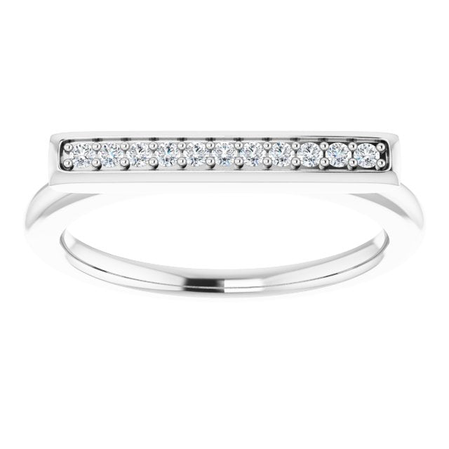 14K Gold Round Natural Diamond Bar Ring II - White Gold - view 3