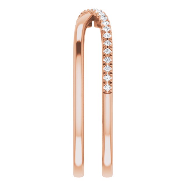 14K Gold Round Natural Diamond Criss-Cross Ring VII - Rose Gold - view 4