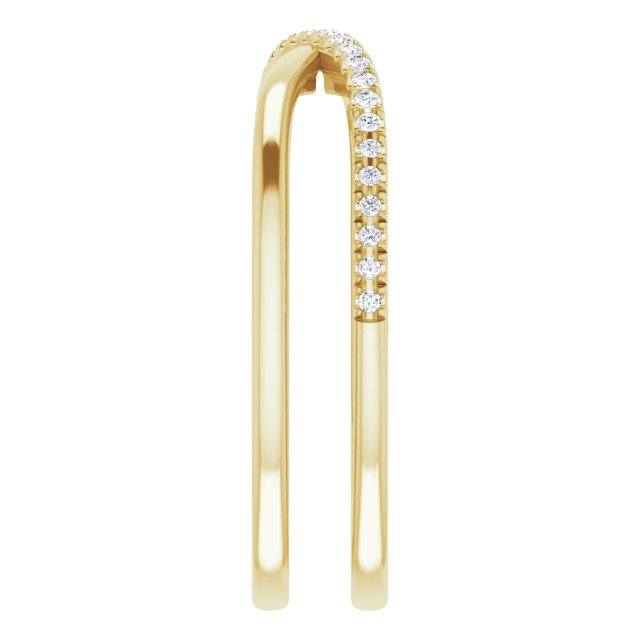 14K Gold Round Natural Diamond Criss-Cross Ring VII - Yellow Gold - view 4
