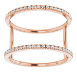 14K Gold Round Natural Diamond Negative Space Ring – 0.95mm Stones - Rose Gold - view 3