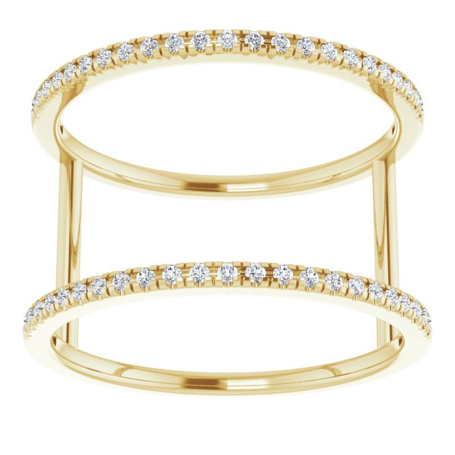 14K Gold Round Natural Diamond Negative Space Ring – 0.95mm Stones - Yellow Gold - view 3