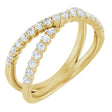 14K Gold Round Lab-Grown Diamond Accented Criss-Cross Ring - Yellow Gold
