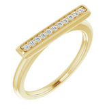 14K Gold Round Natural Diamond Bar Ring II - Yellow Gold