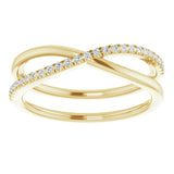 14K Gold Round Natural Diamond Criss-Cross Ring VII - Yellow Gold - view 3