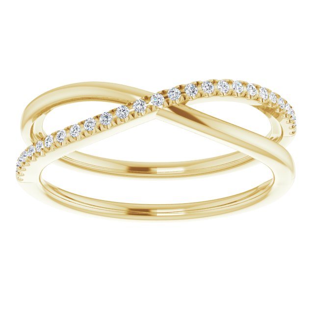 14K Gold Round Natural Diamond Criss-Cross Ring VII - Yellow Gold - view 3