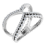 14K Gold Round Natural Diamond Negative Space Ring X - White Gold