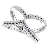 14K Gold Round Natural Diamond Negative Space Ring X - White Gold - view 5
