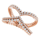 14K Gold Round Natural Diamond Negative Space Ring X - Rose Gold - view 5