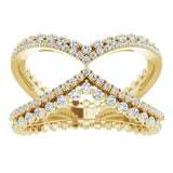 14K Gold Round Natural Diamond Negative Space Ring X - Yellow Gold - view 3