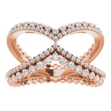 14K Gold Round Natural Diamond Negative Space Ring X - Rose Gold - view 3