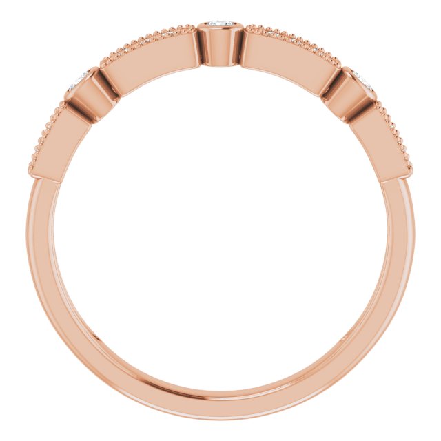 14K Gold Round Natural Diamond Milgrain Stackable Ring II - Rose Gold - view 2