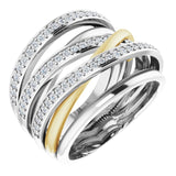 14K Gold Round Natural Diamond Criss-Cross Ring XX