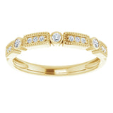 14K Gold Round Natural Diamond Milgrain Stackable Ring II - Yellow Gold - view 3