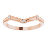 14K Gold Round Natural Diamond Stackable V Ring - Rose Gold - view 3