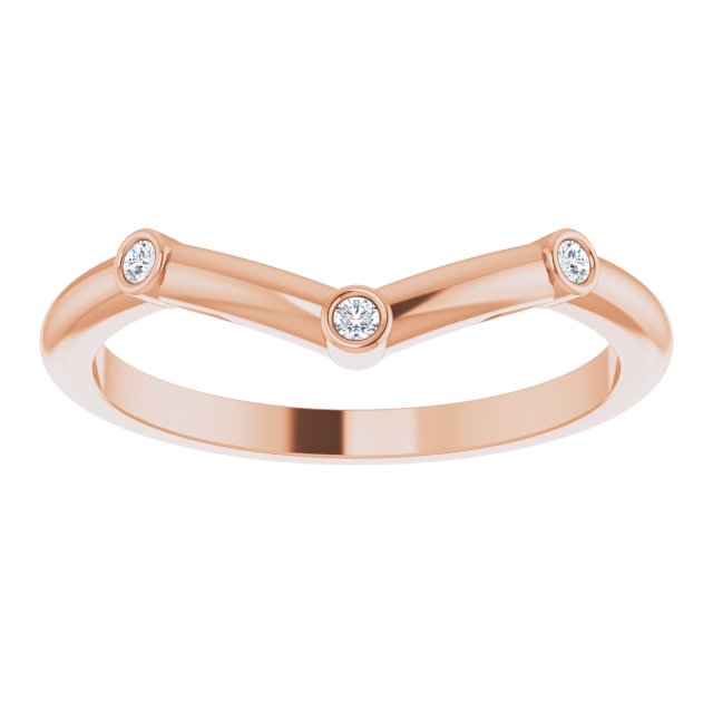 14K Gold Round Natural Diamond Stackable V Ring - Rose Gold - view 3
