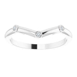 Platinum Round Natural Diamond Stackable V Ring - view 3