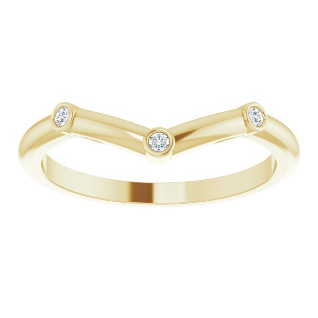 14K Gold Round Natural Diamond Stackable V Ring - Yellow Gold - view 3