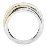 14K Gold Round Natural Diamond Criss-Cross Ring XX - view 2