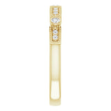 14K Gold Round Natural Diamond Milgrain Stackable Ring II - Yellow Gold - view 4