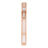 14K Gold Round Natural Diamond Milgrain Stackable Ring II - Rose Gold - view 4