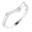 Platinum Round Natural Diamond Stackable V Ring