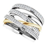 14K Gold Round Natural Diamond Criss-Cross Ring XX - view 5