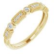 14K Gold Round Natural Diamond Milgrain Stackable Ring II - Yellow Gold