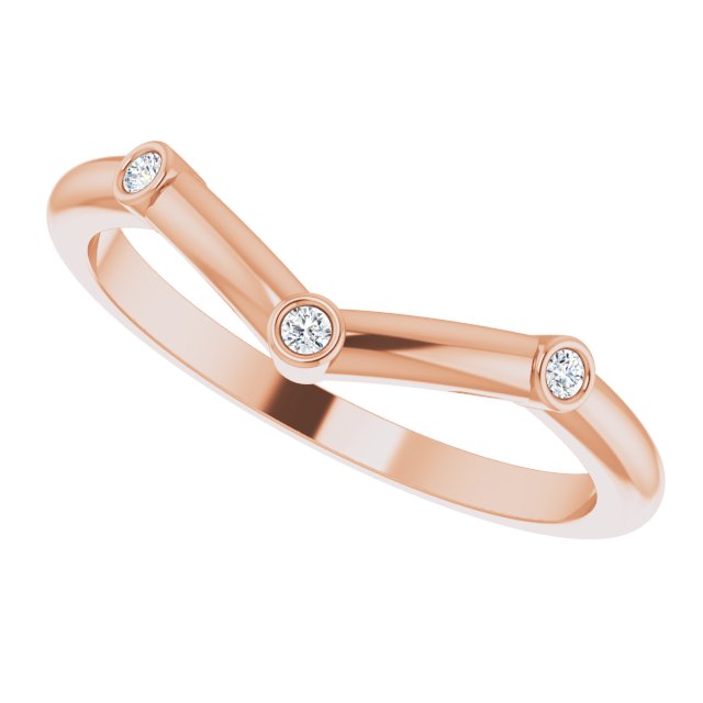 14K Gold Round Natural Diamond Stackable V Ring - Rose Gold - view 5