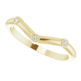 14K Gold Round Natural Diamond Stackable V Ring - Yellow Gold - view 5
